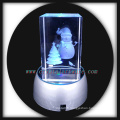 customized image 3d laser enrgaved crystal snowman with led base